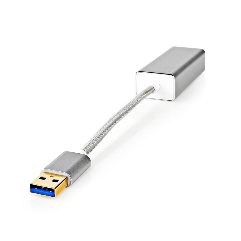 Nedis USB-Adapter | USB 3.2 Gen 1 | USB-A Stecker | RJ45 Buchse 1 Gbps | 0.20 m | rund | Vergoldet | Geflochten / Nylon 