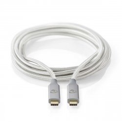 Nedis USB-Kabel | USB 3.2 Gen 2x2 | USB-C™ Stecker | 20 Gbps | Vergoldet | 1.00 m | rund | Geflochten / Nylon | Silber