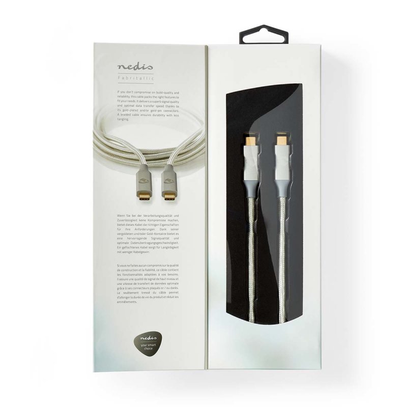 Nedis CCTB64020AL10 câble USB 1 m USB4 Gen 2x2 USB C Argent