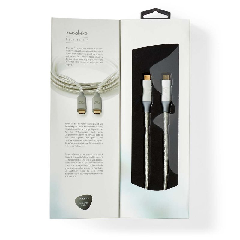 Nedis CCTB64020AL20 USB cable 2 m USB4 Gen 2x2 USB C Silver