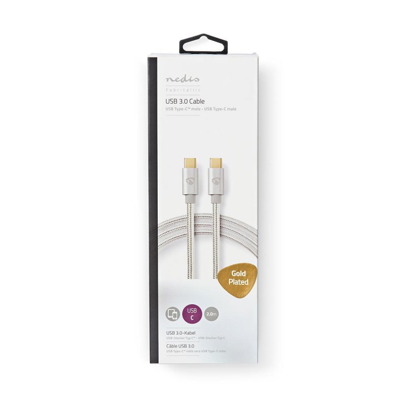 Nedis USB-Kabel | USB 3.2 Gen 1 | USB-C™ Stecker | USB-C™ | 4K@60Hz | 5 Gbps | Vergoldet | 2.00 m | rund | Geflochte