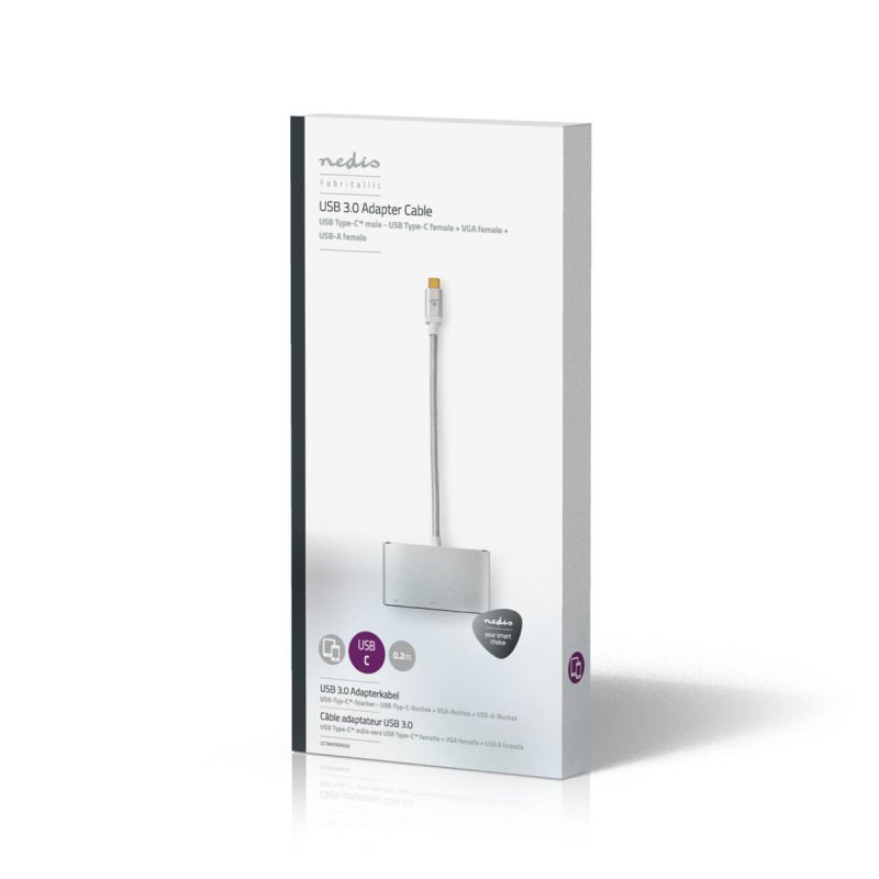 Nedis CCTB64760AL02 câble USB 0,2 m USB C USB A Aluminium