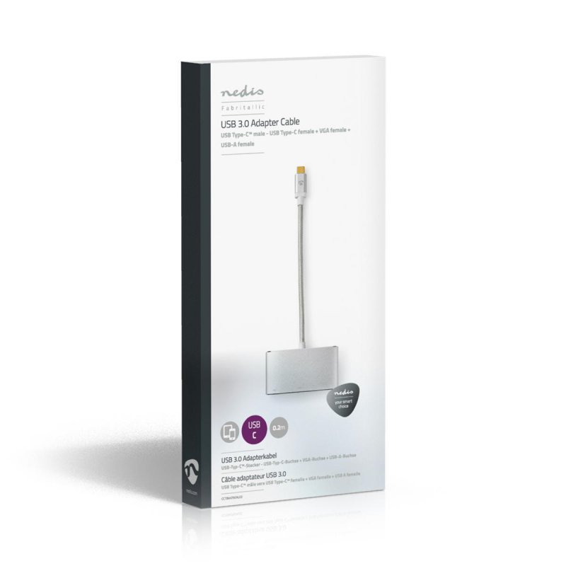 Nedis CCTB64760AL02 USB cable 0.2 m USB C USB A Aluminium