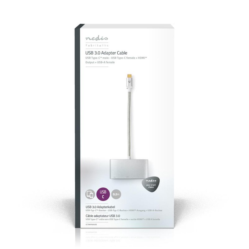 Nedis CCTB64765AL02 câble vidéo et adaptateur 0,2 m USB Type-C HDMI Argent