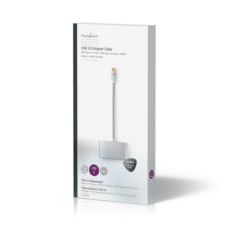 Nedis CCTB64765AL02 câble vidéo et adaptateur 0,2 m USB Type-C HDMI Argent