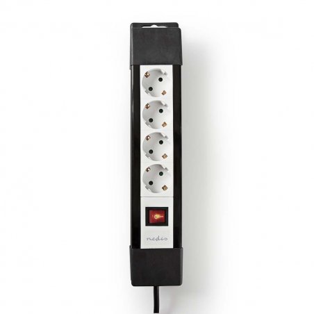 Nedis EXSO430F1PRO power extension 3 m 4 AC outlet(s) Indoor Black, White