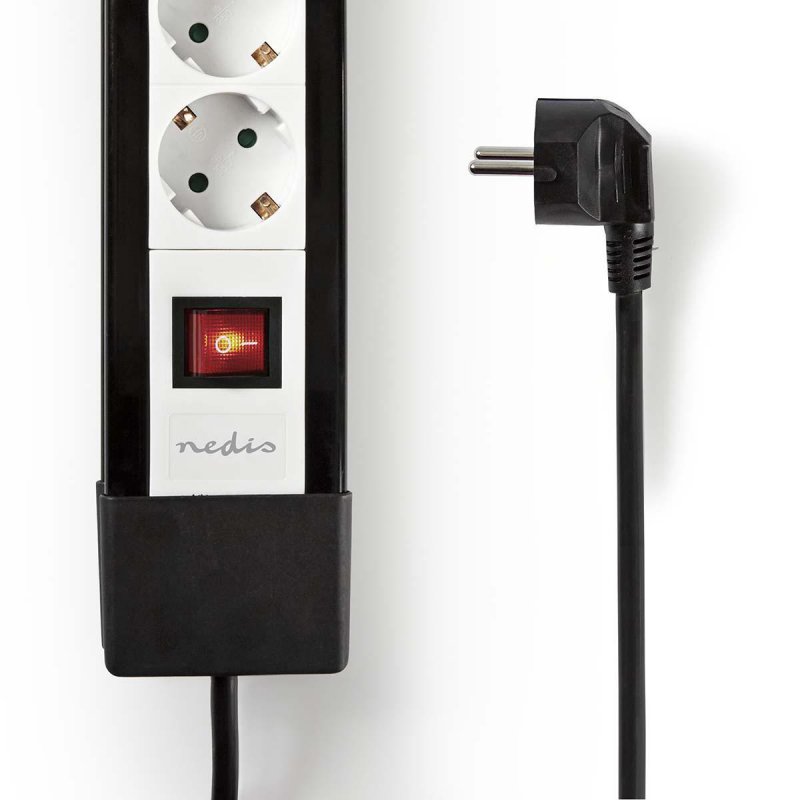 Nedis EXSO430F1PRO power extension 3 m 4 AC outlet(s) Indoor Black, White