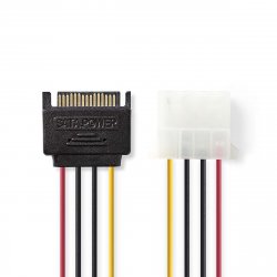 Nedis Interne Stromkabel | Molex Stecker | 2x SATA 15-Pin-Buchse | Vergoldet | 0.15 m | rund | PVC | Mehrfarbig | Umschl