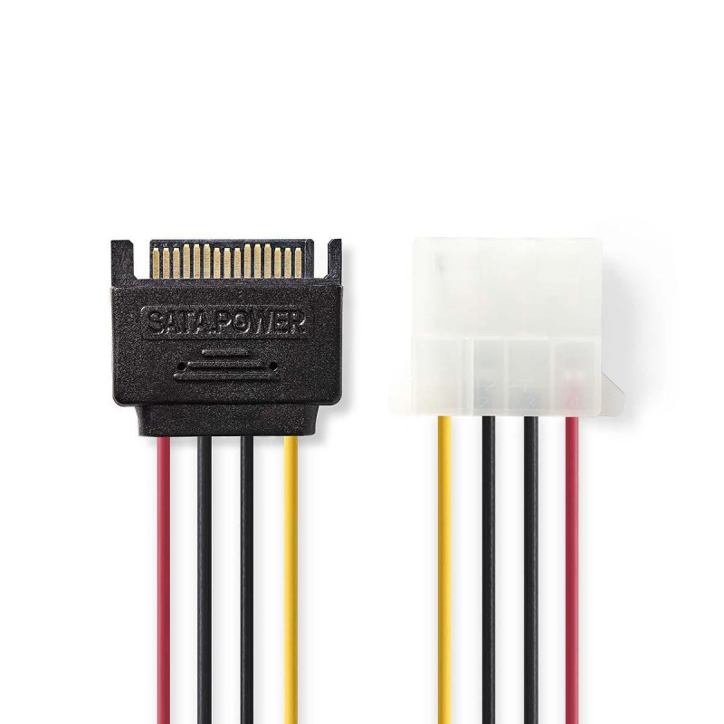 Nedis Interne Stromkabel | SATA 15-Pin Stecker | Molex Buchse | Vergoldet | 0.15 m | rund | PVC | Mehrfarbig | Plastikbe