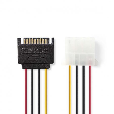 Nedis Interne Stromkabel | SATA 15-Pin Stecker | Molex Buchse | Vergoldet | 0.15 m | rund | PVC | Mehrfarbig | Plastikbe