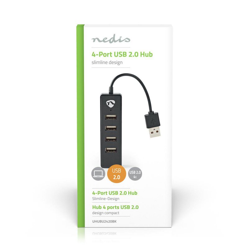 Nedis USB-Hub | 4-Port port(s) | USB 2.0 | Stromversorgung über USB | 4x USB