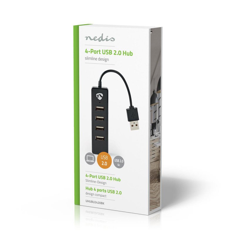 Nedis USB-Hub | 4-Port port(s) | USB 2.0 | Stromversorgung über USB | 4x USB