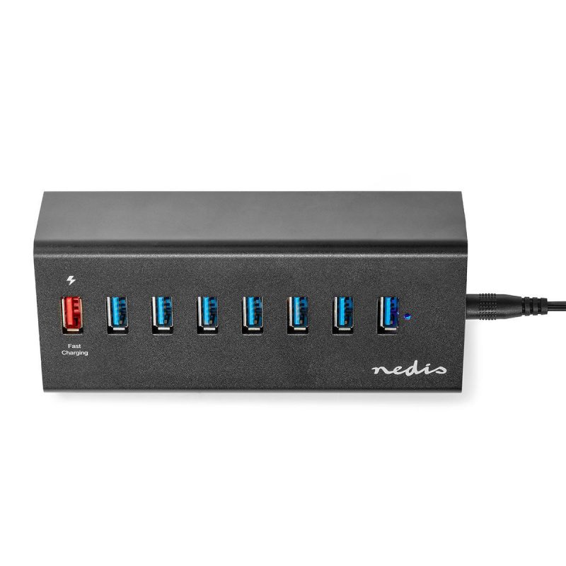 Nedis UHUBUP3810BK hub & concentrateur USB 3.2 Gen 1 (3.1 Gen 1) Micro-B 5000 Mbit/s Noir