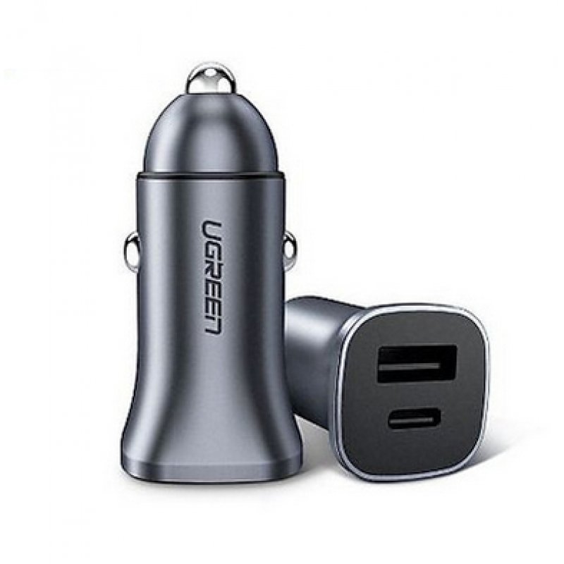 UGREEN USB-C PD+USB-A QC 24W Schnell-Ladegerät fürs Auto, grau