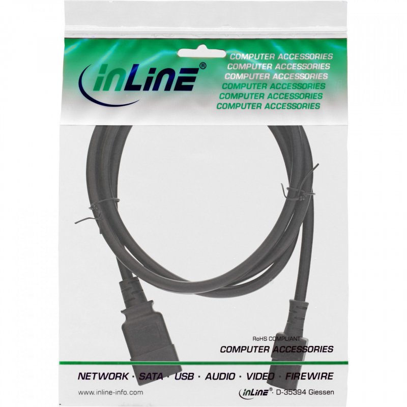 InLine Power adapter cable, IEC-60320 C20 to C13, 3x1.5mm², max. 10A, 1m