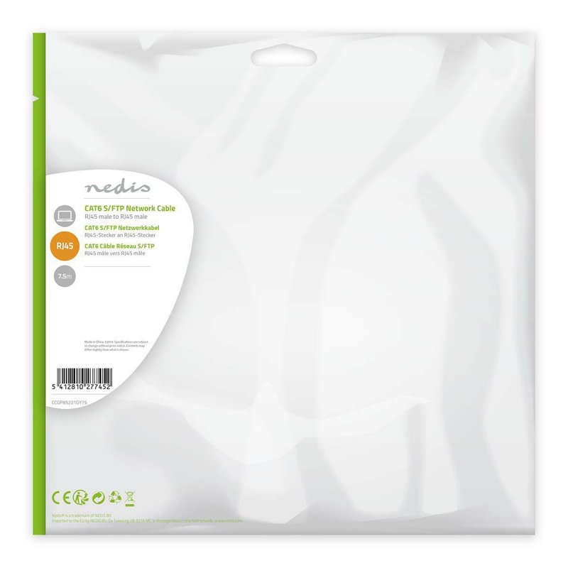 Nedis CCGP85221GY75 câble de réseau Gris 7,5 m Cat6 SF/UTP (S-FTP)