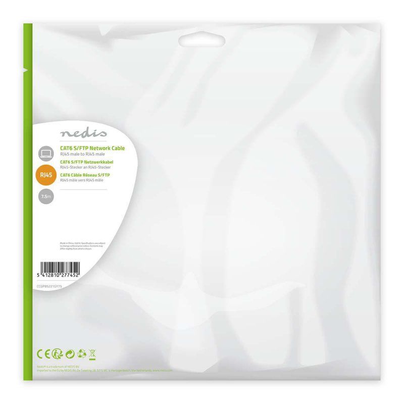 Nedis CCGP85221GY75 networking cable Grey 7.5 m Cat6 SF/UTP (S-FTP)