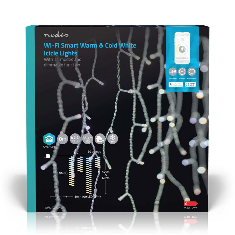 Nedis WIFILXC04W400 lumière décorative Guirlande lumineuse décorative Blanc 400 lampe(s) LED 3,67 W G