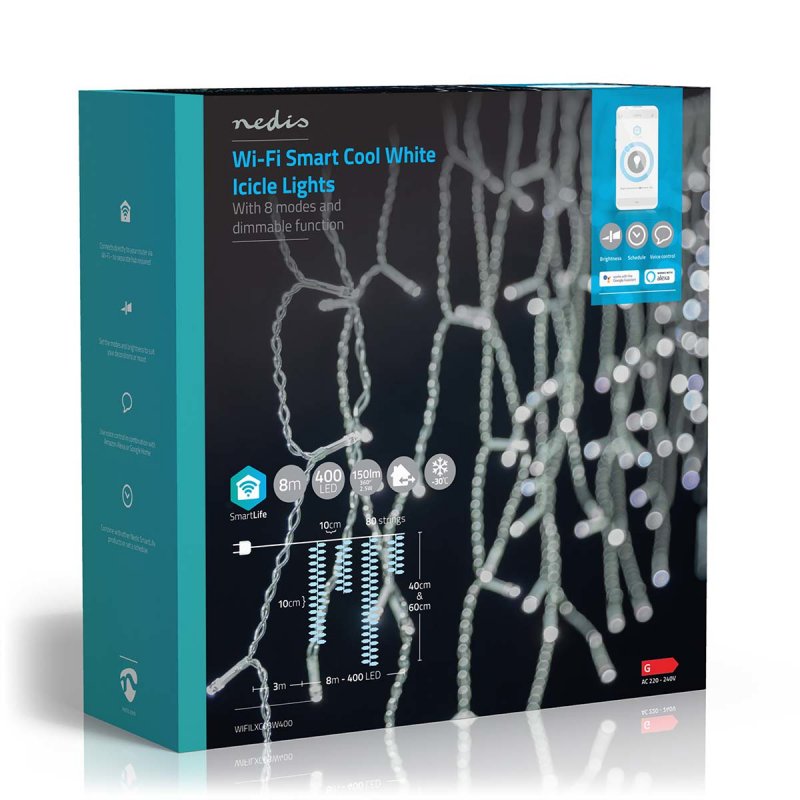 Nedis SmartLife Dekorative LED | Wi-Fi | Kaltweiss | 400 LED's | 8.00 m | Android™ / IOS