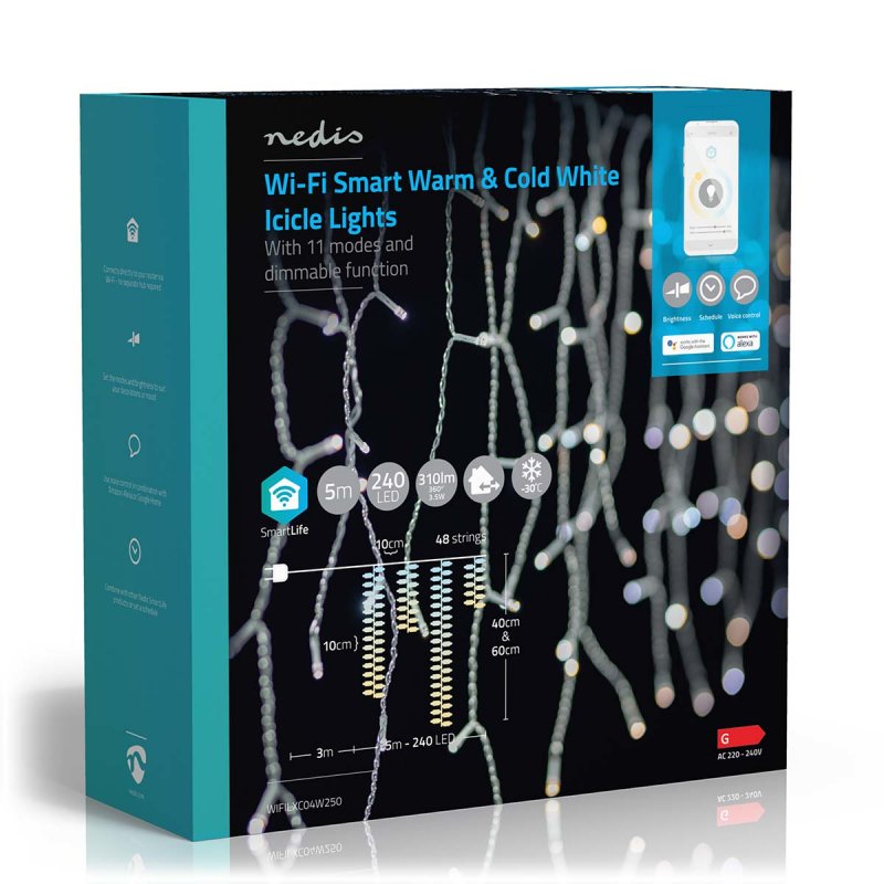 Nedis SmartLife Dekorative LED | Wi-Fi | Warm bis kühlen weiß | 240 LED's | 5.00 m | Android™ / IOS
