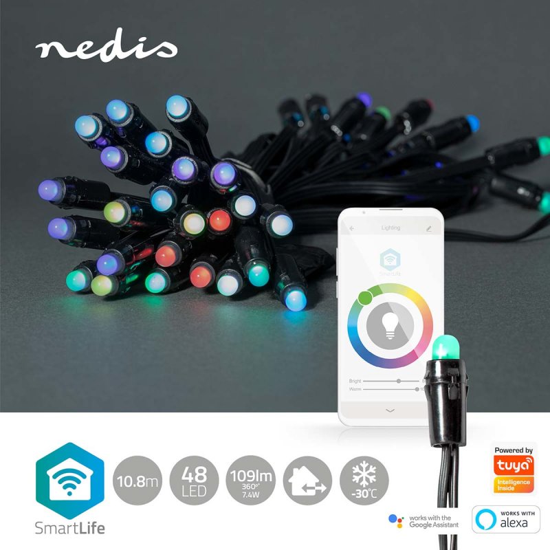 Nedis SmartLife Dekorative LED | Wi-Fi | RGB | 48 LED's | 10,80m | Android™ / IOS