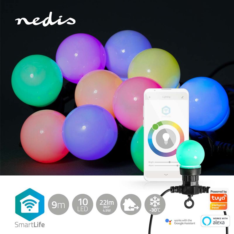 Nedis SmartLife Dekorative LED | Wi-Fi | RGB | 10 LED's | 9m | Android™ / IOS