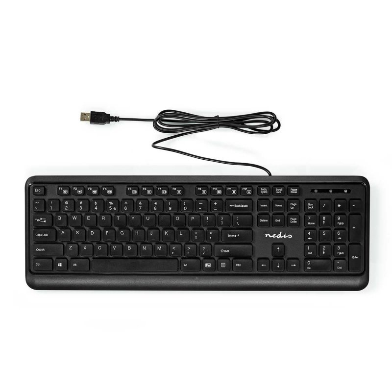Nedis Kabelgebundenes Keyboard US-Layout (US-English) - USB-A | QWERTY |Numerische Tastatur