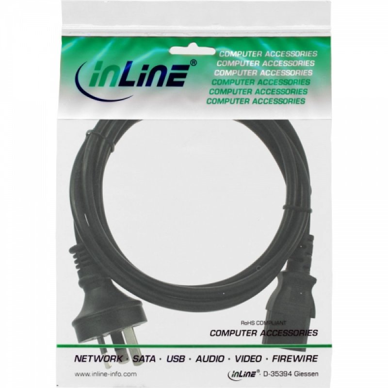 InLine 4043718051618 power cable Black 1.8 m AS3112 C13 coupler