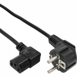 InLine® Netzkabel, Schuko gewinkelt auf Kaltgerätestecker C13 rechts abgewinkelt, 1,8m, schwarz