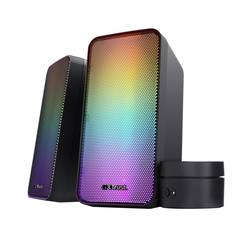 Trust Gaming GXT611 WEZZ ILLUMINATED SPEAKER SET, 2.0 Lautsprecherset, RGB Beleuchtung, Fernbedienung