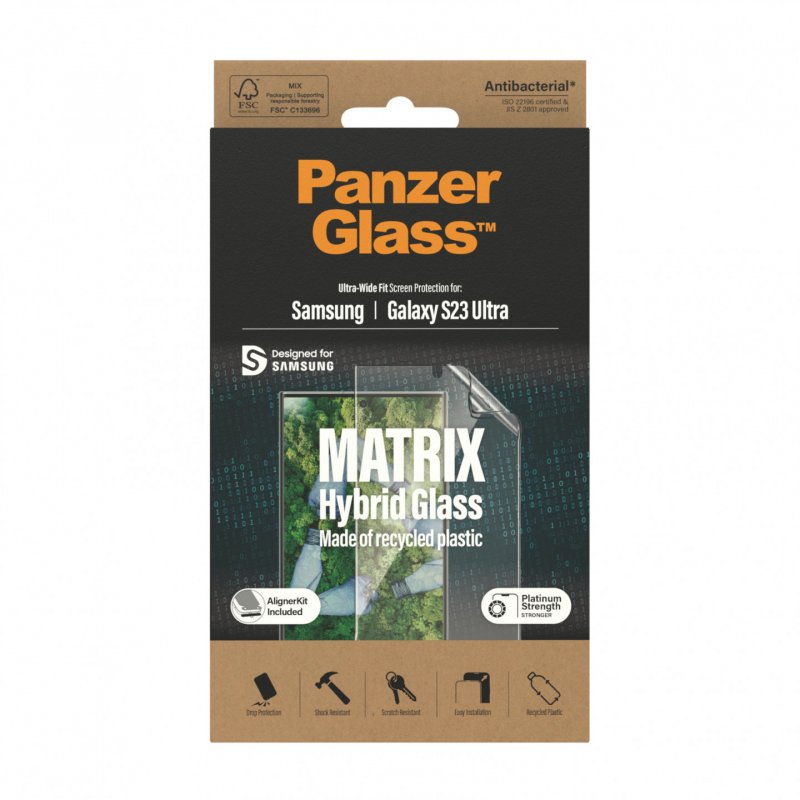 PanzerGlass ™ MATRIX Screen Protector Samsung Galaxy S23 Ultra | Ultra-Wide Fit w. AlignerKit