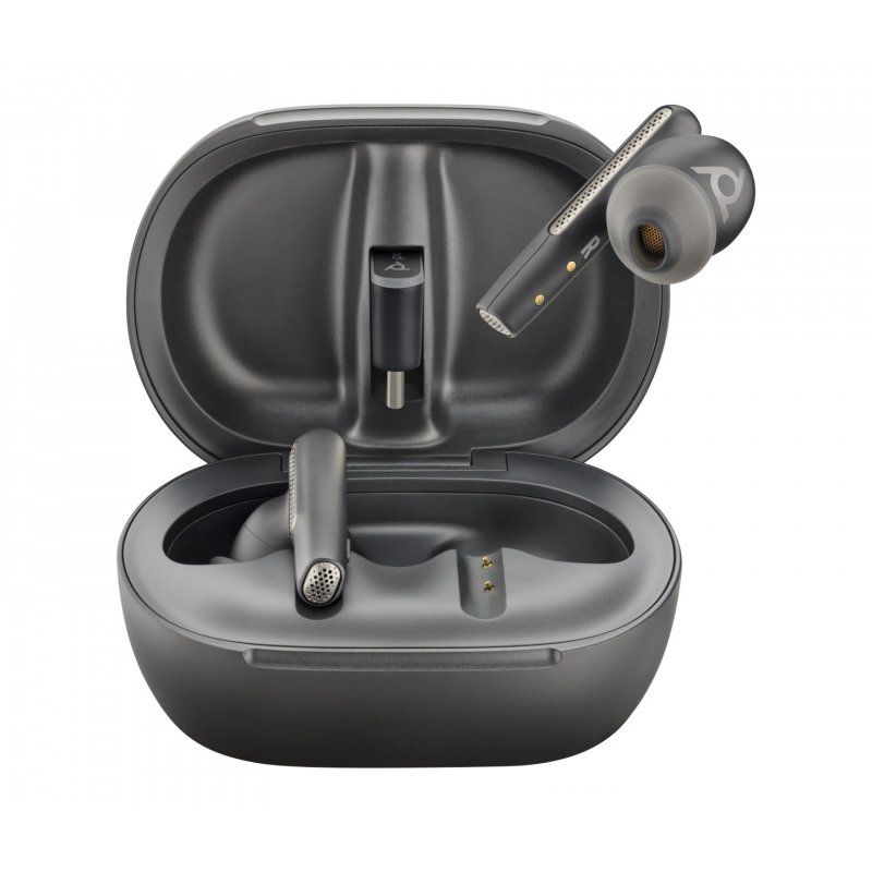 POLY Voyager Free 60+ UC, Touchscreen Charge Case, USB-C, Teams, Carbon Black (P/N 216066-02)