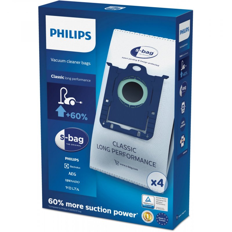 Philips s-bag Sacs pour aspirateur, 4 sacs