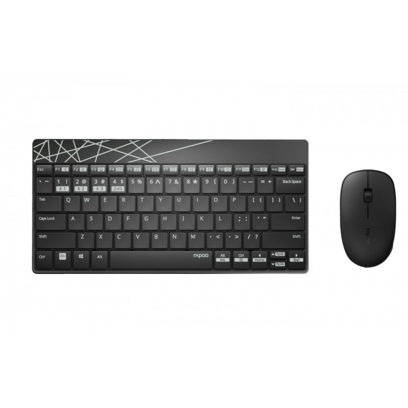 Rapoo 8000M keyboard Mouse included Bluetooth QWERTZ German Black