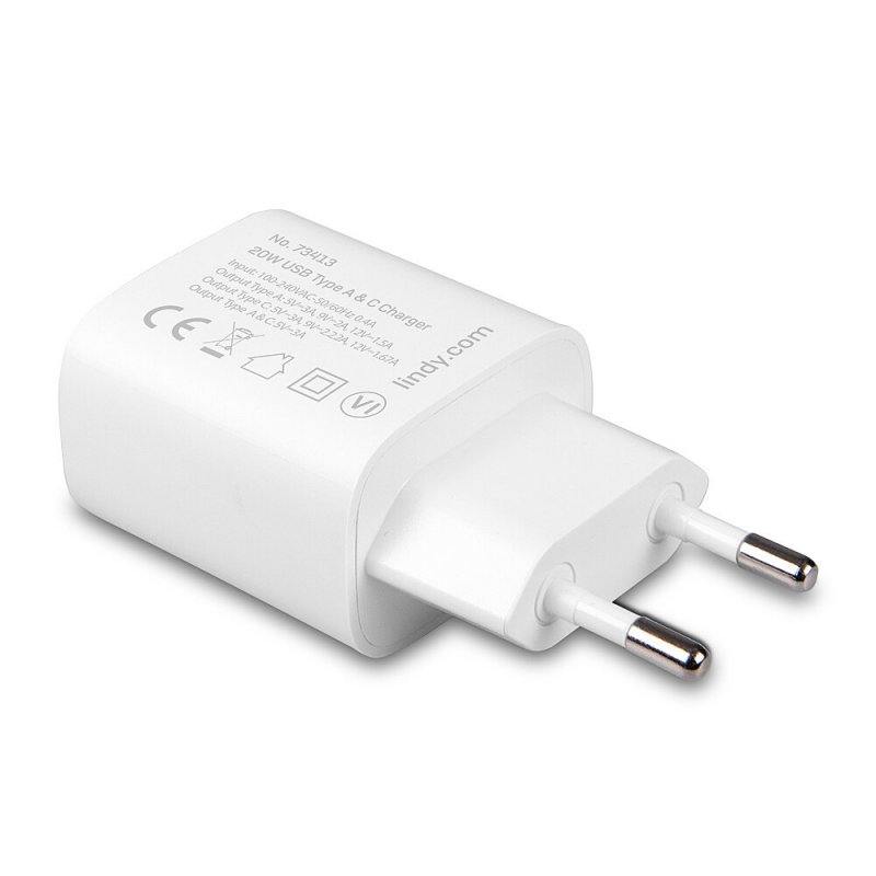 LINDY 20W USB Type A & C Charger