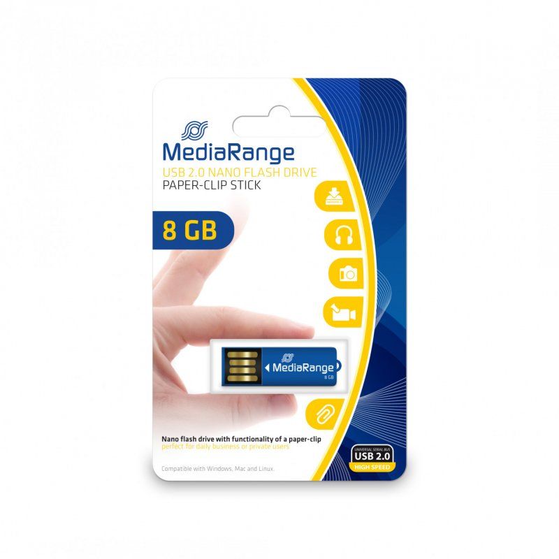 STOCK7 - MediaRange MR975 lecteur USB flash 8 Go USB Type-A 2.0 Bleu