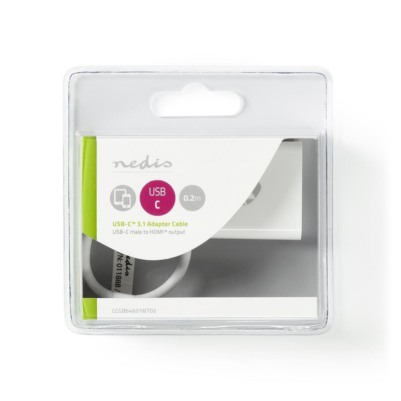 Nedis USB-Adapter USB 3.2 Gen1 - USB-C™ Stecker, HDMI™ Ausgang, 0.20 m, rund, vernickelt, PVC, weiß