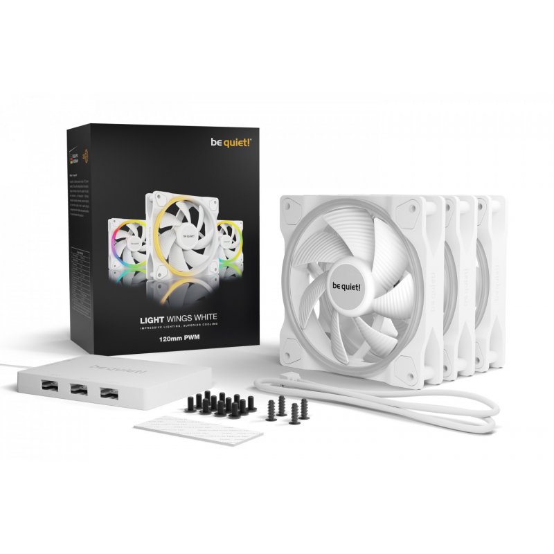 be quiet! Light Wings White | 120mm PWM Triple Pack Boitier PC Ventilateur 12 cm Blanc 3 pièce(s)