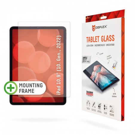 Displex Tablet Glass (9H) for Apple iPad 10,9'' (10. Gen.), Eco Mounting Frame, unbreakable