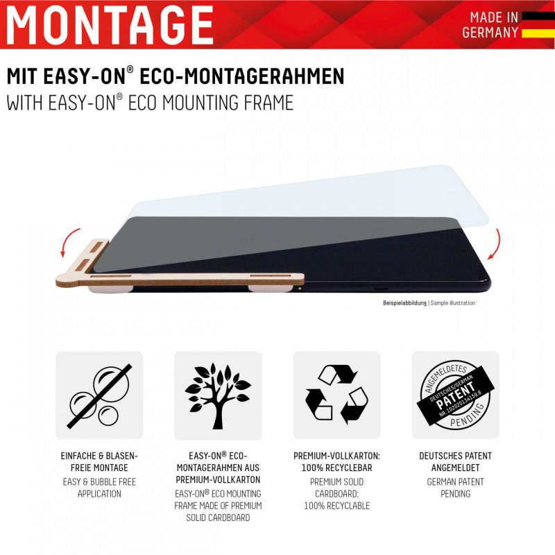 DISPLEX Tablet Panzerglas (9H) für Apple iPad 10,9'' (10. Gen.), Eco-Montagerahmen L-Form, unzerbrechlich, ultra-dünn,