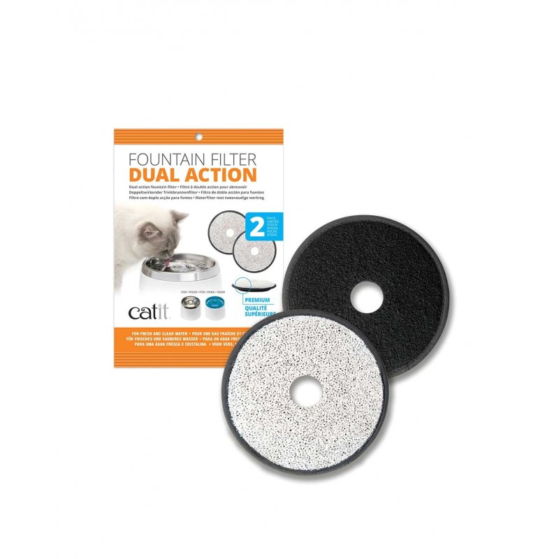 Catit Dual Action Filtre pour fontaine à eau automatique pour animaux de compagnie