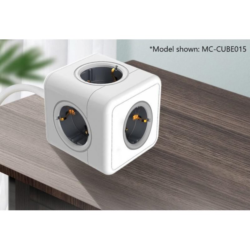 MicroConnect - 4 Way Schuko, 2 USB A Ports, 1 USB-C Port, Power Cube - With 1,5m Cable