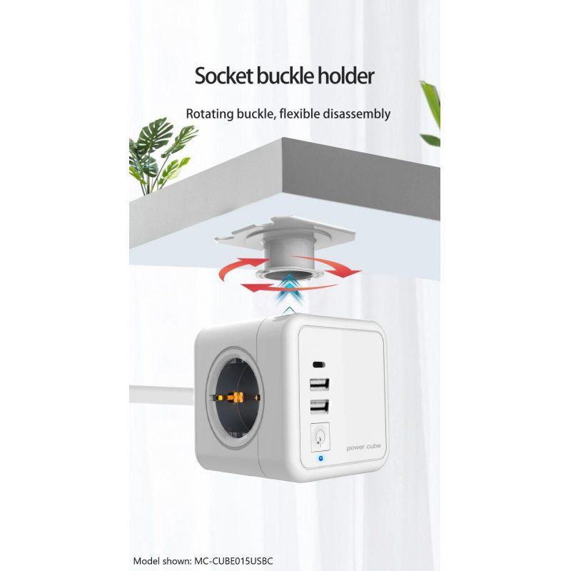 Microconnect MC-CUBE015USBC multiprise 1,5 m 4 sortie(s) CA Intérieure Blanc