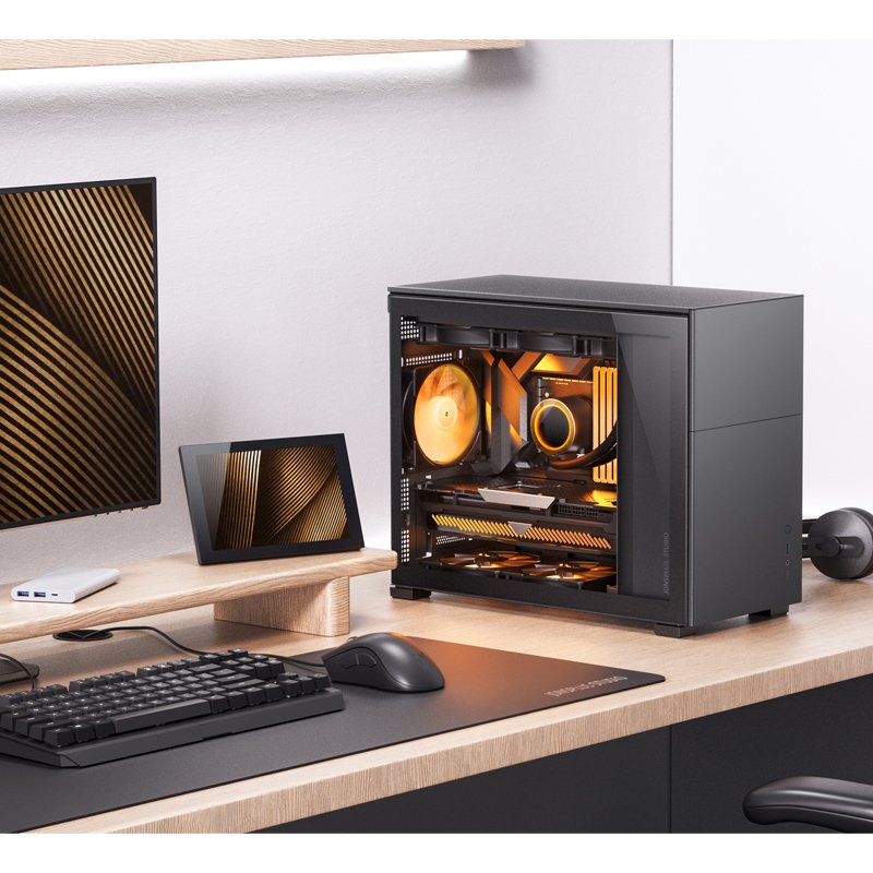 Jonsbo D31 mATX Gehäuse, Tempered Glass - schwarz