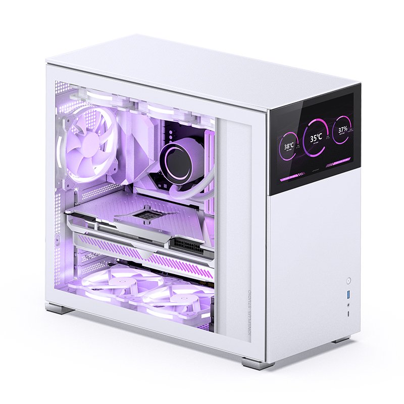 Jonsbo D41 Screen ATX Gehäuse, Tempered Glass - weiß