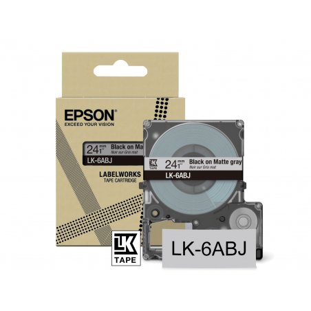 Epson Matte Tape – Grey/Black 24mm(8m) – LK-6ABJ
