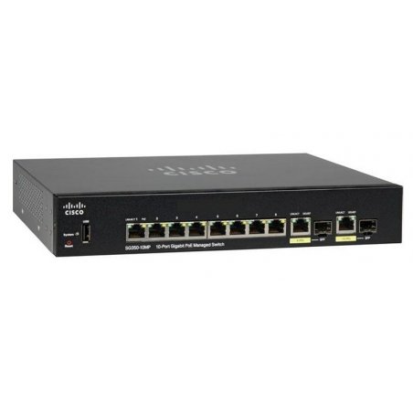 Cisco SG350-10MP-K9EU-RF commutateur réseau Géré L3 Gigabit Ethernet (10/100/1000) 1U Noir