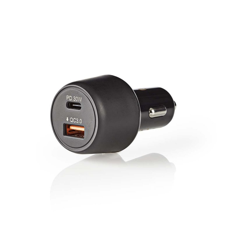 Nedis Auto-Ladegerät 48 W 2x 3.0 A - Anzahl der Ausgänge: 2, Port Type: USB-A / USB-C™, Automatische Spannungswahl