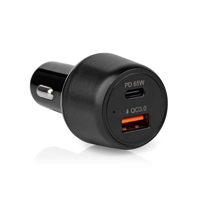 Nedis Auto-Ladegerät 65 W 2.0 3.0 3.25 A - Anzahl der Ausgänge: 2, Port Type: USB-A / USB-C™, Automatische Spannungs