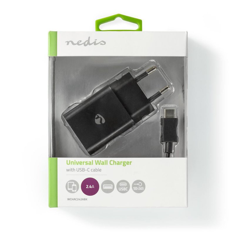 Nedis WCHAC242ABK chargeur d'appareils mobiles Universel Noir Secteur Intérieure